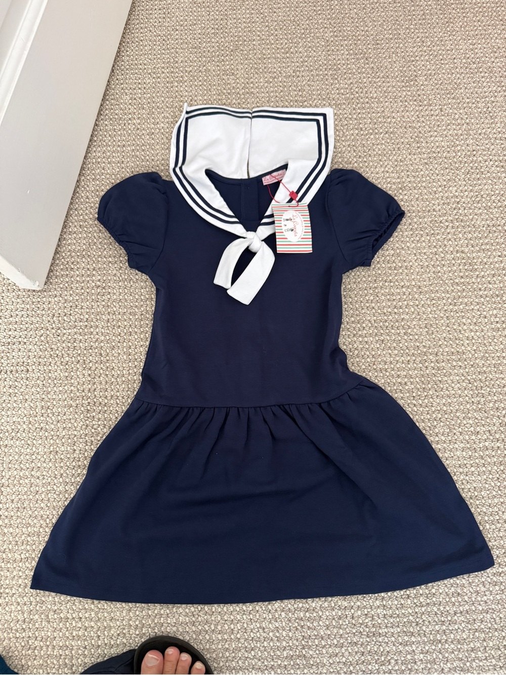Classic Navy Sailor Dress for Girls - La Coqueta Size 7